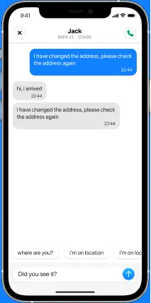 Customers can chat with drivers for each order in the customer application
