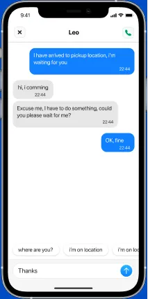 Real-time chat with customers using driver app
