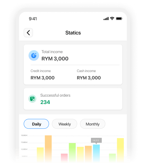 Drivers can review their daily and monthly revenue and statistics in the driver app.