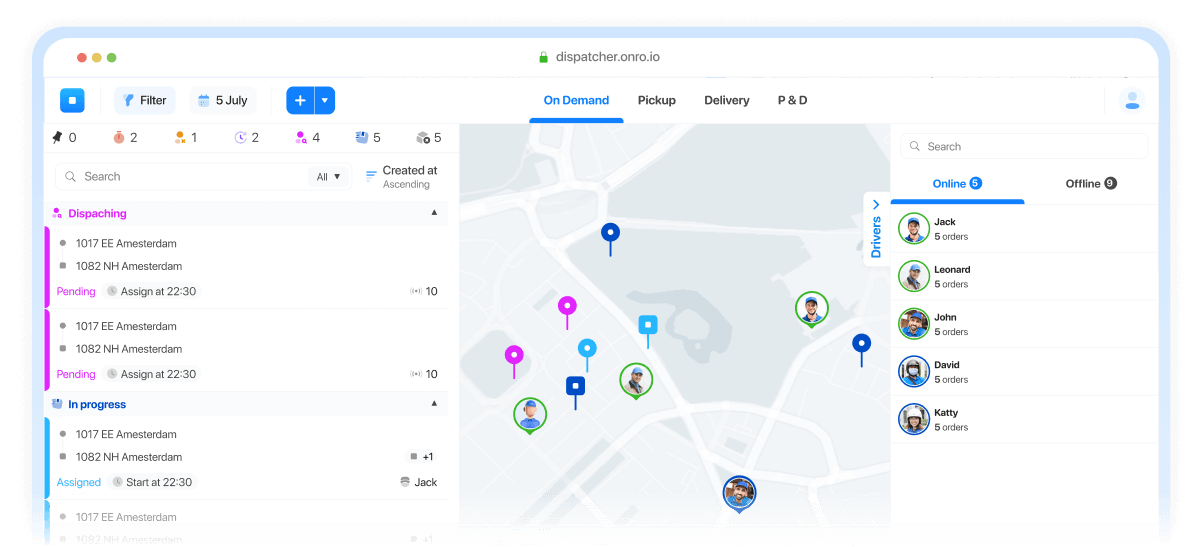 Your dispatchers can moniter all drivers and orders in real-time in the on-demand delivery software.