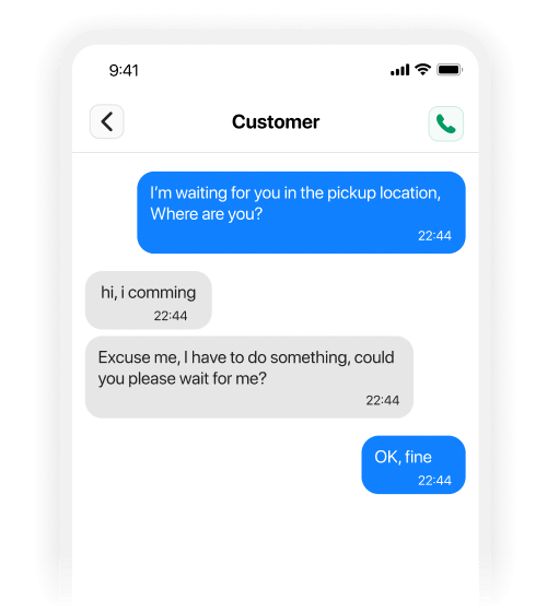 Realtime chat with customer