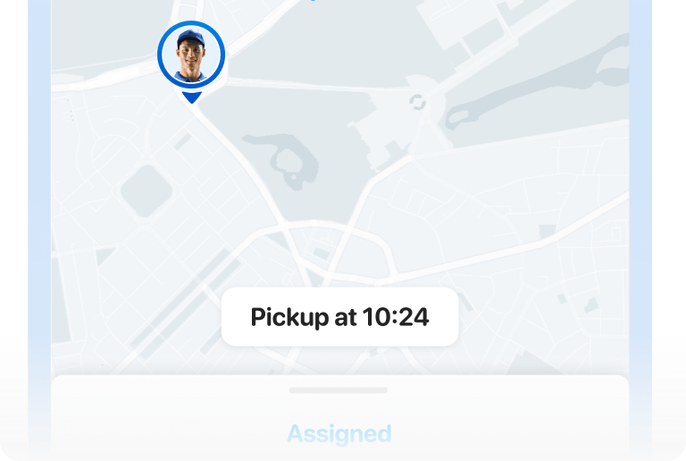 Pickup and delivery app for customers and dispatchers to show the estimated arrival time.