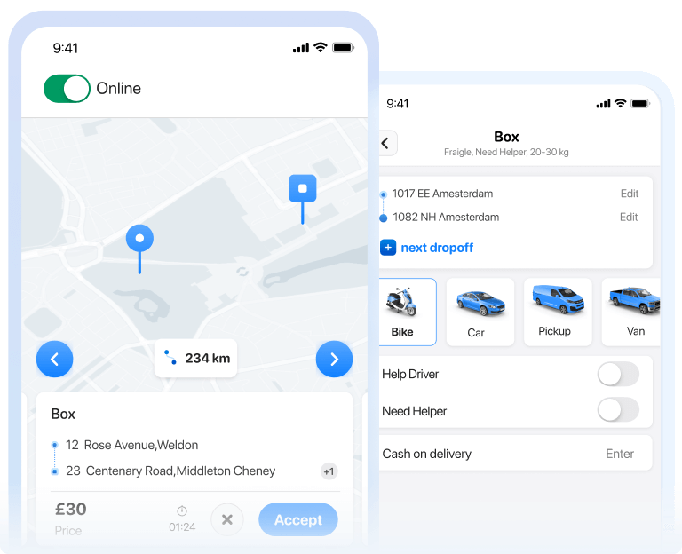 Pickup and delivery customer and driver app.