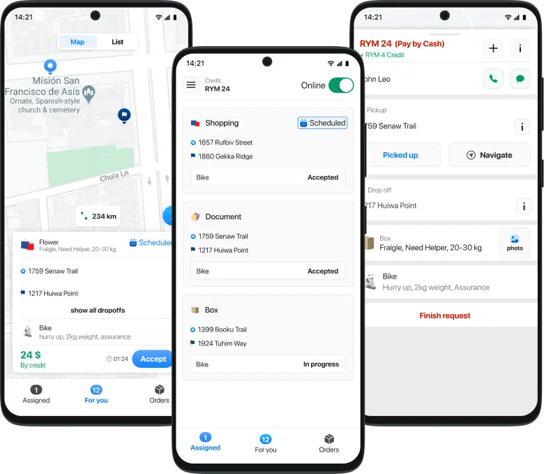 Drivers use Onro driver app to manage the orders