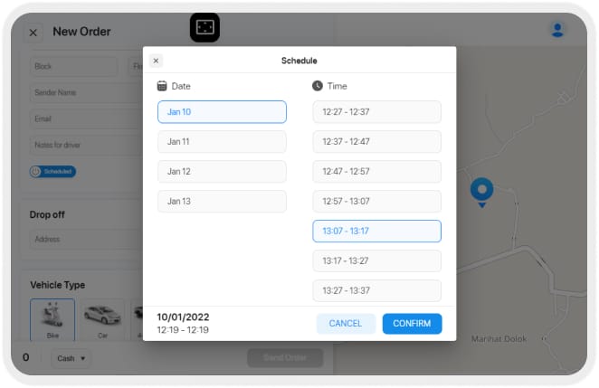 Scheduling Delivery in the Onro Customer Panel