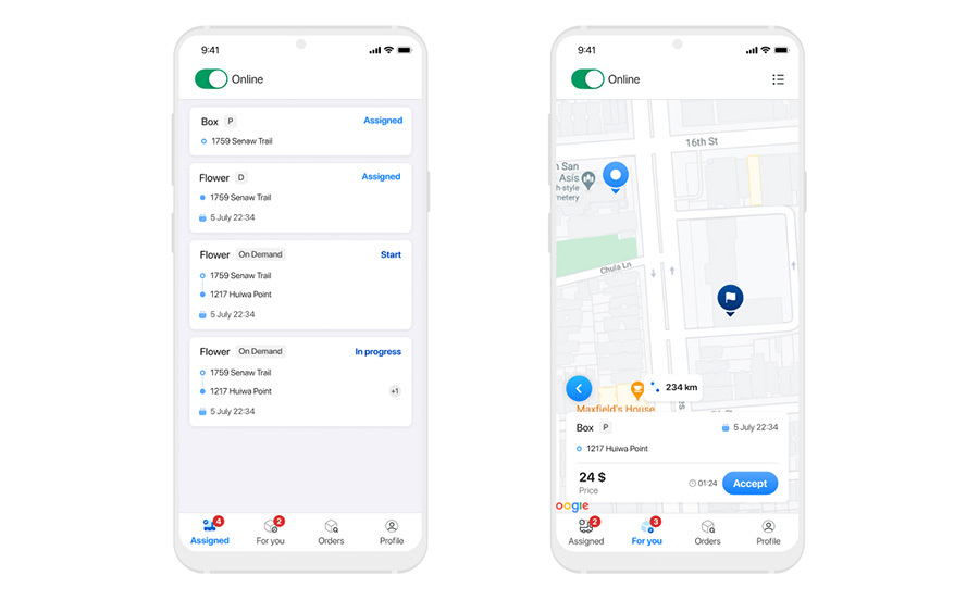 Driver app for fulfill the orders