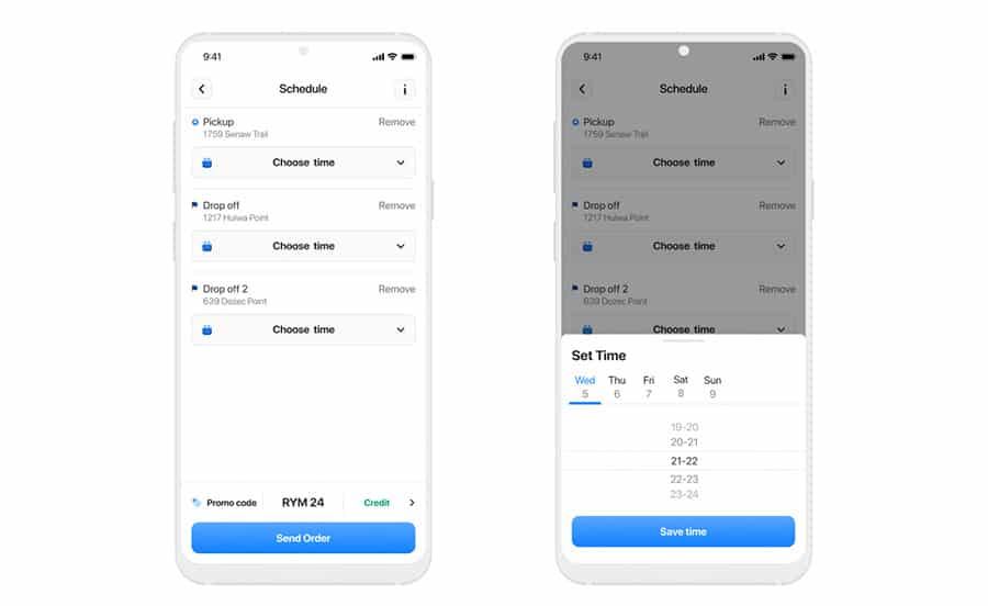 Customer app for booking delivery