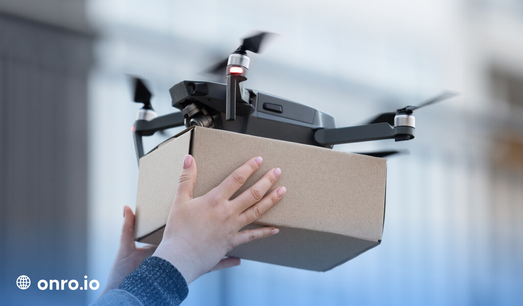 Drones that are powered by AI can fly and deliver packages to the customer doors.