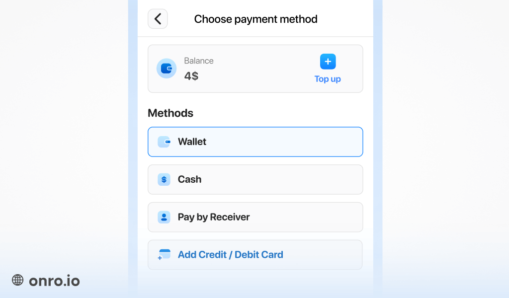 Wallet include payment methods provided for your customers to pay your service cost with ease.