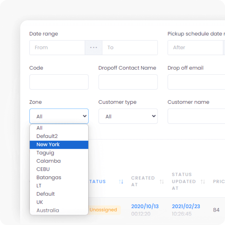 manage and monitor users, drivers, and orders efficiently by filtering them based on a zone or specific location in the admin dashboard