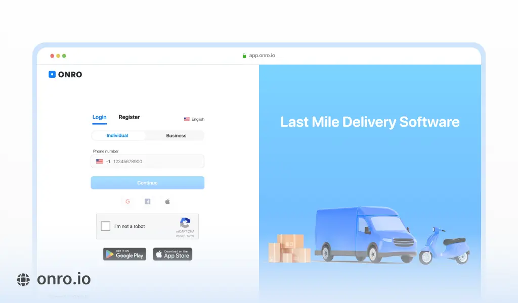 Customer portal for courier service clients.