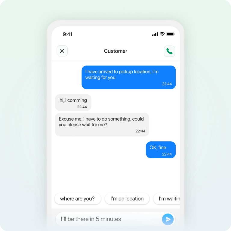 Chat feature is a communication feature in the driver app.
