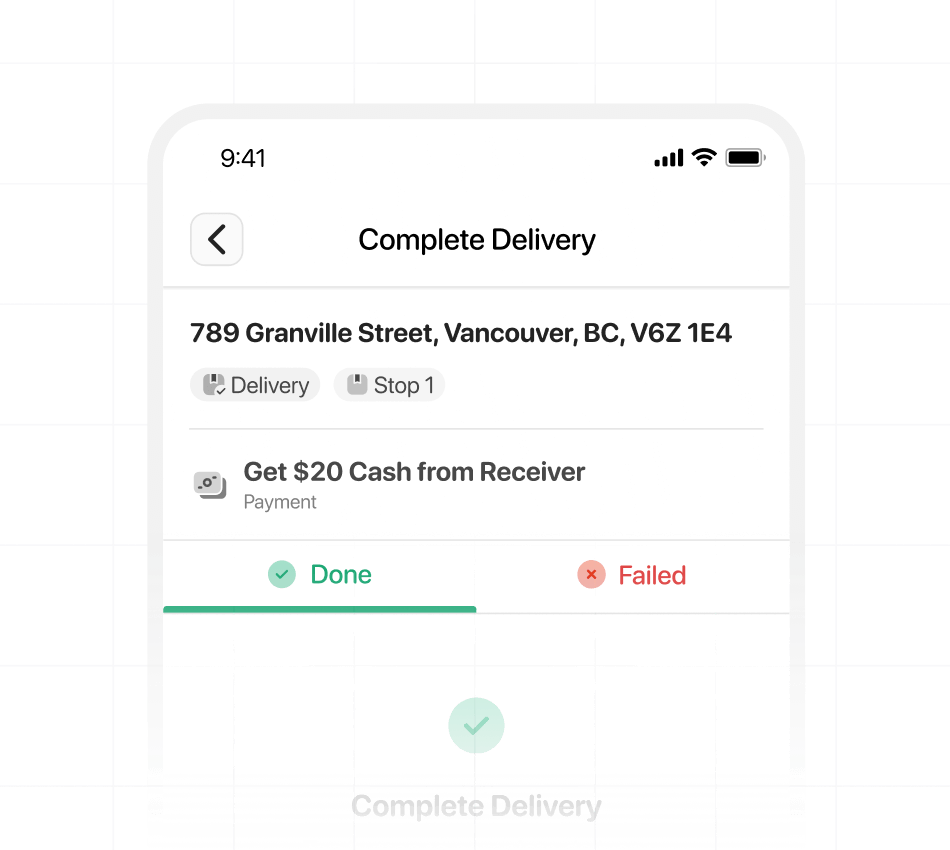 with cash on delivery feature driver collects cash from receiver based on the cash amount in driver app