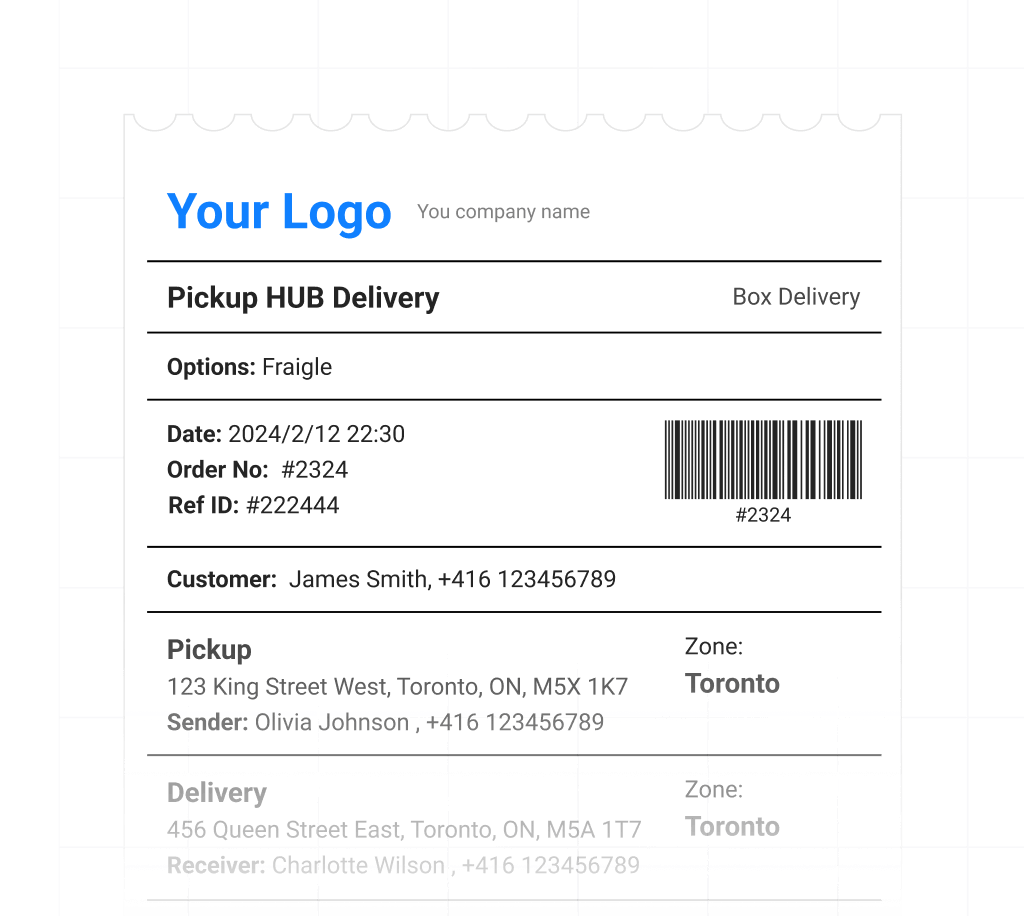 Onro courier software create shipment label under your brand in pdf format to print