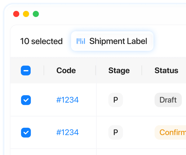 Shipment Label generated automatically for each pickup and delivery order.
