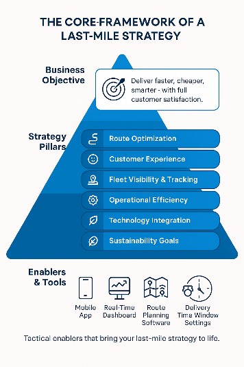 This image shows the core components of last-mile strategy.