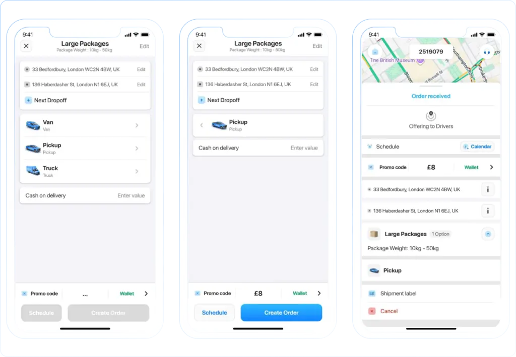 The vehicle can be selected by the customer.