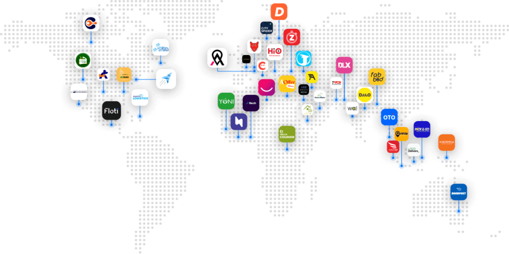 This map shows our customers that are using our last mile delivery software and are happy.