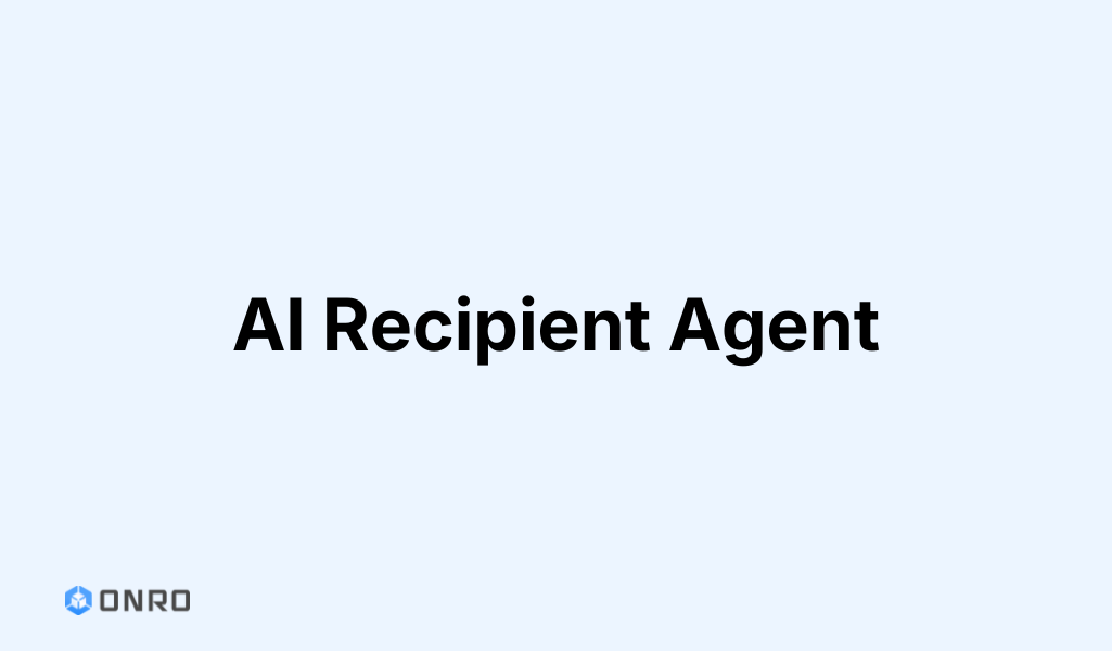 Onro AI Recipient Agent blog post cover graphic with the Onro logo on a light blue background