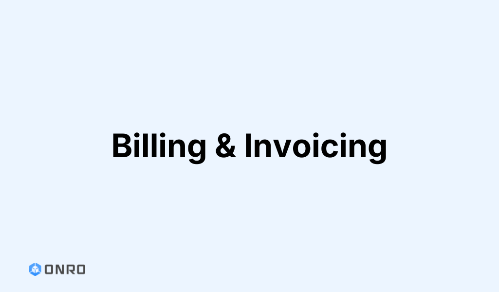 Onro Billing & Invoicing blog post cover graphic with the Onro logo on a light blue background.